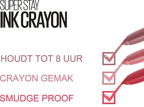 Maybelline SuperStay Ink Crayon lippenstift - matte - 30 Seek Adventure - 14 g - Roze