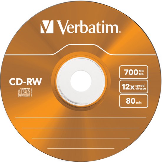 Verbatim 43167 CD-RW - 700 MB 12X - 5 stuks