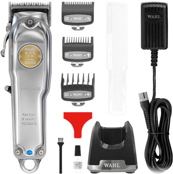 Wahl Metal Cordless Senior tondeuse - limited edition met standaard - Zilver