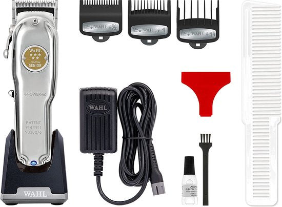 Wahl Metal Cordless Senior tondeuse - limited edition met standaard - Zilver