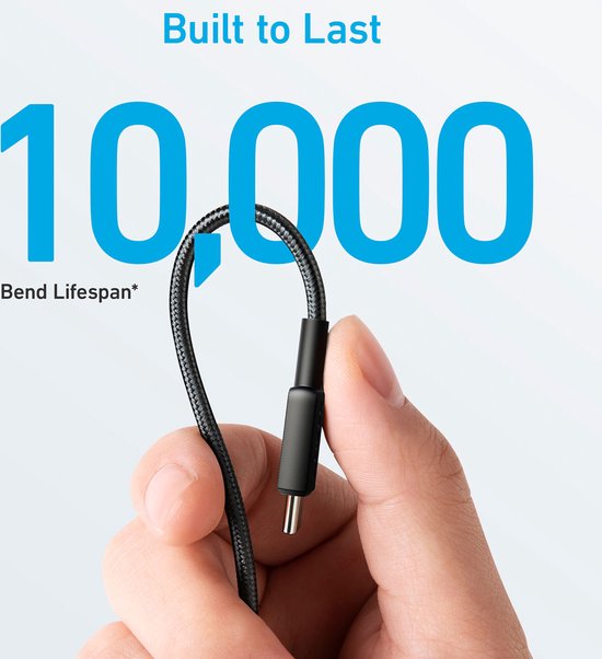 Anker 322 USB-C kabel - gevlochten 60W - 1,8 m - Zwart