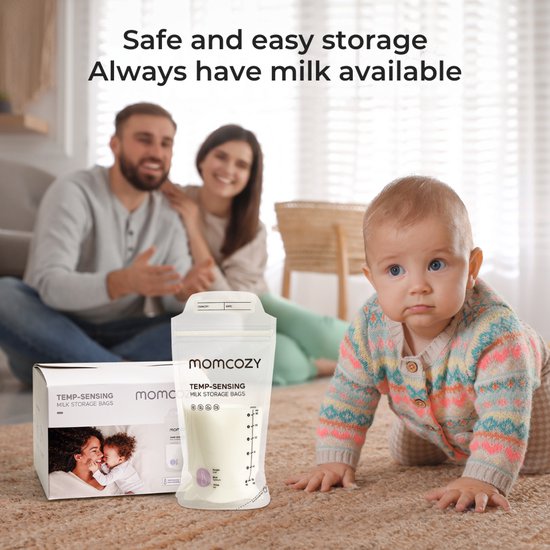 Momcozy moedermelk bewaarzakjes - 175 ml temperatuur indicatie - BPA/BPS vrij - 50 stuks