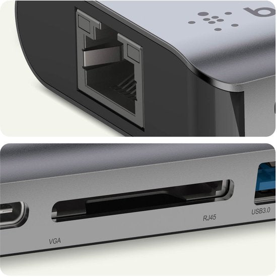 Belkin USB-C hub 6-in-1 - 4K HDMI - gigabit ethernet - 100 W PD opladen