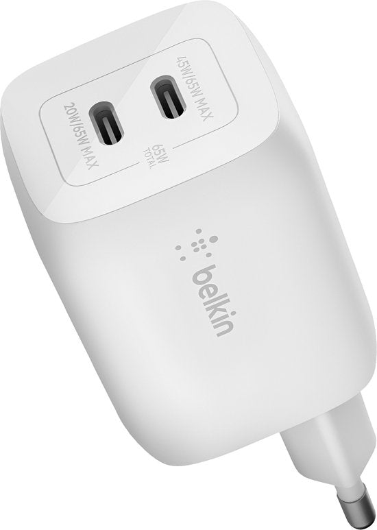 Belkin Boost-Up Charge Pro adapter - 2-poorts USB-C 65W - Wit