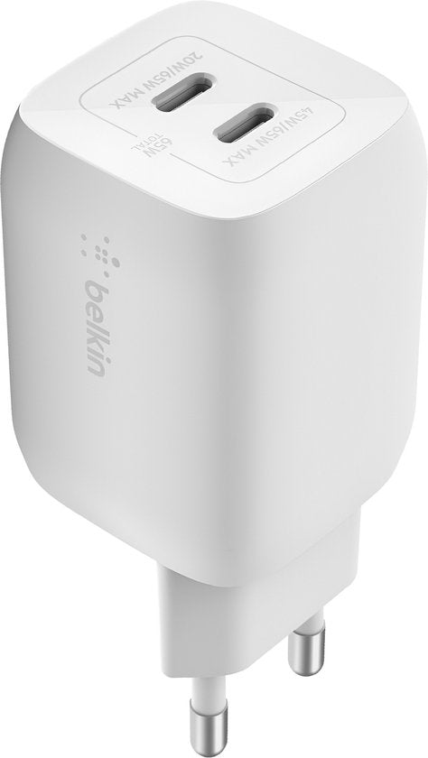Belkin Boost-Up Charge Pro adapter - 2-poorts USB-C 65W - Wit