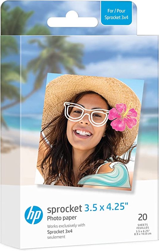 HP Sprocket instant printpapier - 20-pack - 89×108 mm - voor 3×4 printer