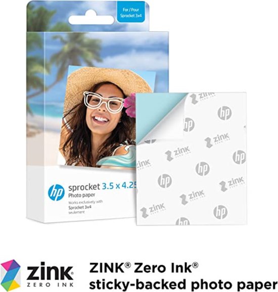 HP Sprocket instant printpapier - 20-pack - 89×108 mm - voor 3×4 printer