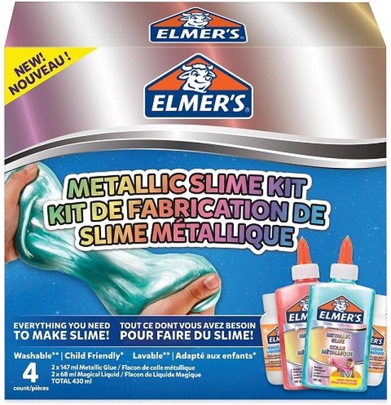 Elmer's metallic slijmpakket - 4-delig met PVA-lijm en Magical Liquid activator