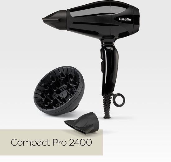 BaByliss Compact Pro 2400 6715DE föhn - ionisch anti-pluis - diffuser en 2 blaasmonden