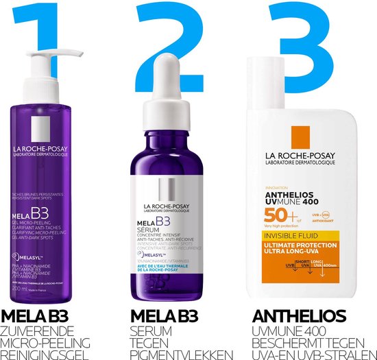 La Roche-Posay Mela B3 micro-peeling gel reiniger - tegen pigmentvlekken - met Melasyl en niacinamide - gevoelige huid - 200 ml