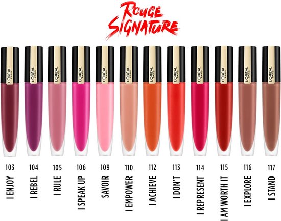 L'Oréal Paris Rouge Signature lippenstift - 104 I Rebel - matte vloeibaar - Paars