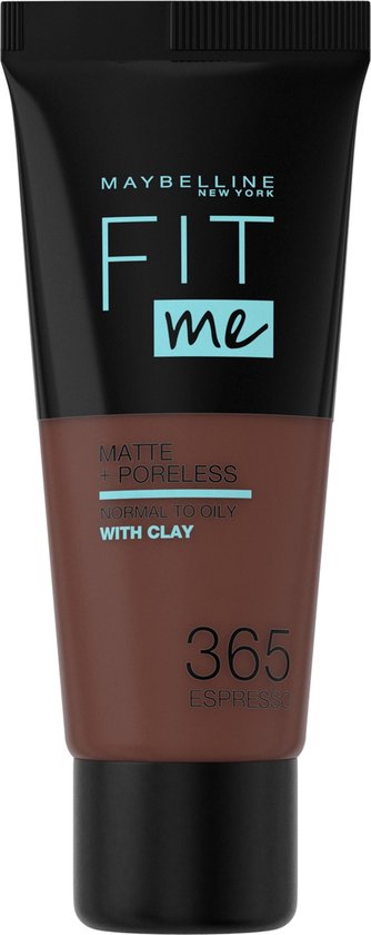 Maybelline New York Fit Me Matte + Poreless foundation - 365 Espresso - medium dekkend met matte finish - normale tot vette huid - 30 ml