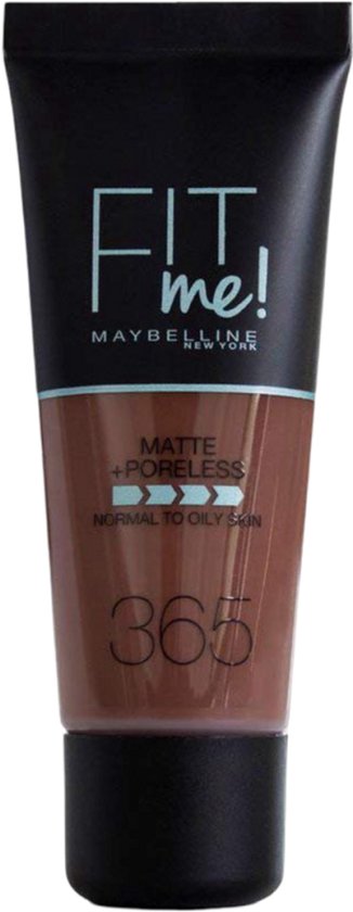 Maybelline New York Fit Me Matte + Poreless foundation - 365 Espresso - medium dekkend met matte finish - normale tot vette huid - 30 ml