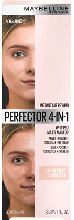 Maybelline New York Instant Age Rewind Perfector 4-in-1 Matte - primer concealer BB cream en poeder in één - Fair Light - 30 ml