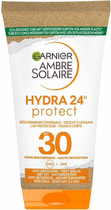 Garnier Ambre Solaire zonnebrandmelk - gezicht en lichaam - SPF 30 met karitéboter - reisformaat 50 ml