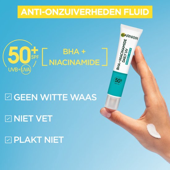Garnier PureActive daily fluid - BHA + niacinamide - SPF 50+ - 40 ml