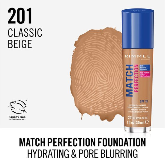 Rimmel London Match Perfection foundation - 201 Classic Beige