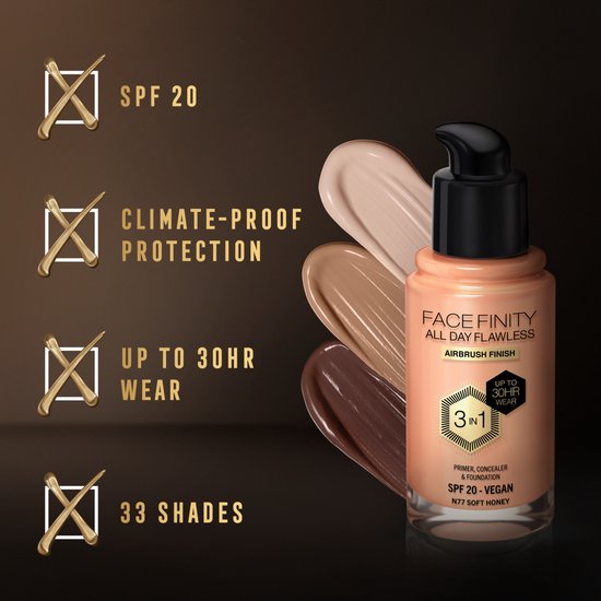 Max Factor Facefinity foundation - All Day Flawless - N77 Soft Honey