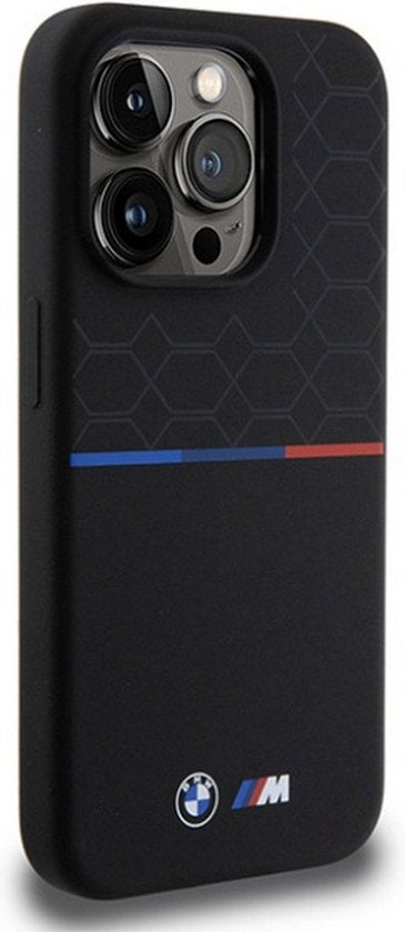 BMW M hoesje - MagSafe tricolor pattern - iPhone 15 Pro Max 6,7 inch - Zwart