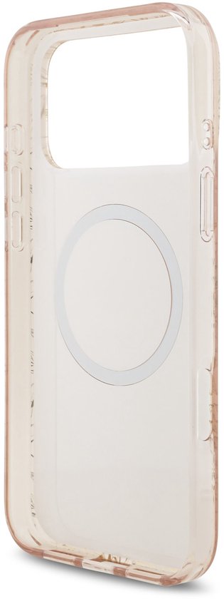 Guess IML Flowers Allover hoesje - geschikt voor iPhone 17 Pro Max - MagSafe compatibel met koord - Roze