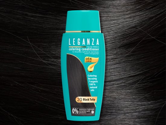 Leganza haarverf - Zwart Black Tulip - semi-permanente kleurspoeling zonder ammoniak - coloring conditioner met 7 oliën - 150 ml