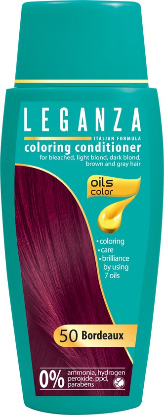 Leganza haarverf - Rood Bordeaux - semi-permanente kleurspoeling zonder ammoniak - coloring conditioner met 7 oliën - 150 ml