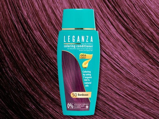 Leganza haarverf - Rood Bordeaux - semi-permanente kleurspoeling zonder ammoniak - coloring conditioner met 7 oliën - 150 ml