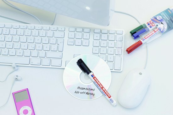 Edding 8400/4 CD/DVD/BD marker set van 4 - 0,5-1 mm - Zwart