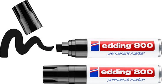 Edding 800 permanent marker set van 2 - beitel punt 4-12 mm - zwart