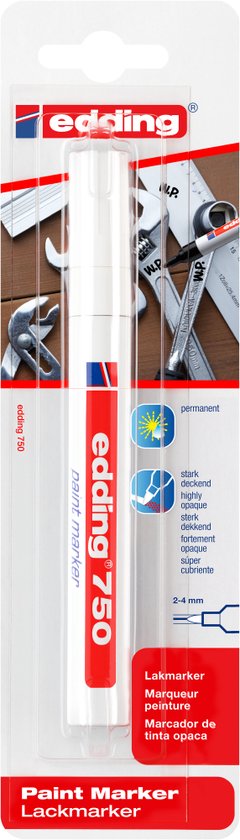 edding 750 glansmarker - ronde punt 2-4 mm - permanente inkt - Wit