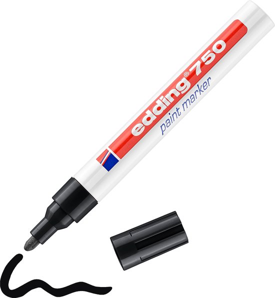 Edding 750 lakmarker - ronde punt 2-4 mm - hittebestendig permanent - Zwart