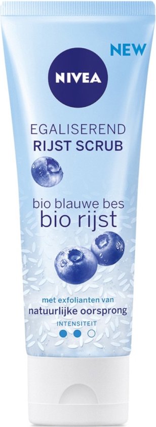 Nivea gezichtsscrub - egaliserende bio rijst en bio blauwe bes - normale huid - 75 ml
