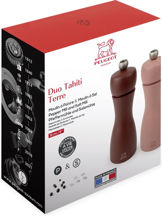 Peugeot Tahiti peper- en zoutmolen duo - 15 cm - Cacao & Noten