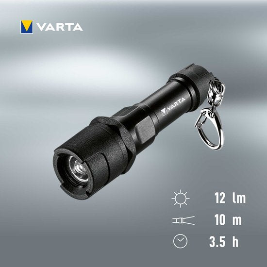 Varta sleutelhanger zaklamp - 12 lm - Zwart