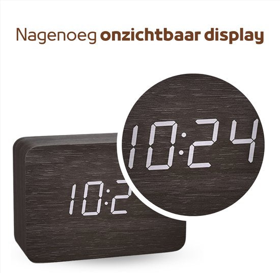 TFA Dostmann wekker - zendergestuurd hout - Donkerbruin