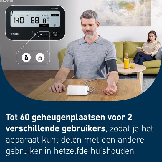 Omron M4 Connect AFib bloeddrukmeter - bluetooth - AFib-detectie - geheugen 120 metingen