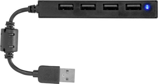 Speedlink Snappy Slim USB hub - USB-A naar 4x USB 2.0 - compact - Zwart