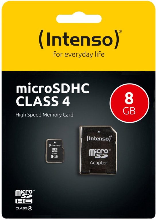 Intenso microSD geheugenkaart - class 4 - 8 GB - met SD-adapter