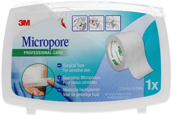 3M Micropore pleister - Professional Care - 2,5 cm × 9,14 m