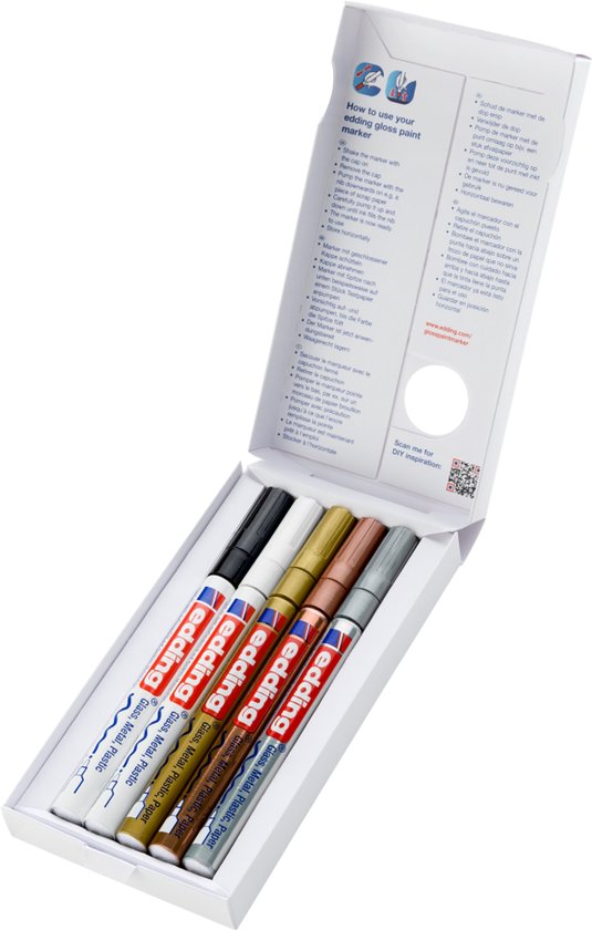 Edding 751 glanslakmarker set van 5 - ronde punt 1-2 mm - metallic kleuren