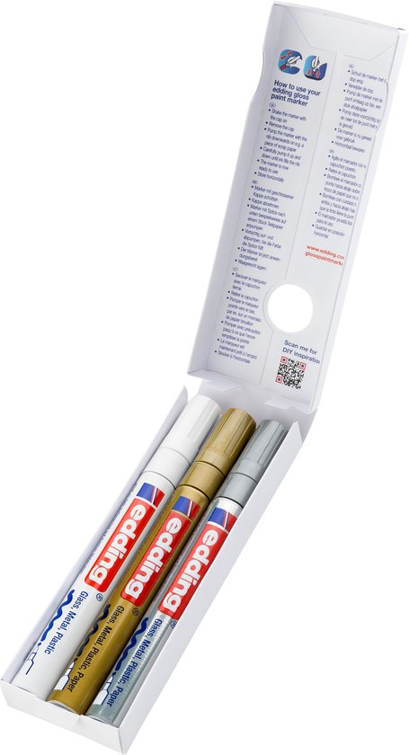 edding 750 lakmarker set van 3 - metallic 2-4 mm - Wit goud en zilver