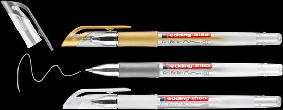 Edding 2185 gelroller set van 3 - 0,7 mm punt - waterbasis - Wit Goud Zilver