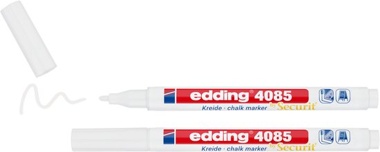edding 4085 chalk marker set of 2 - round tip 1-2 mm - washable and erasable - White