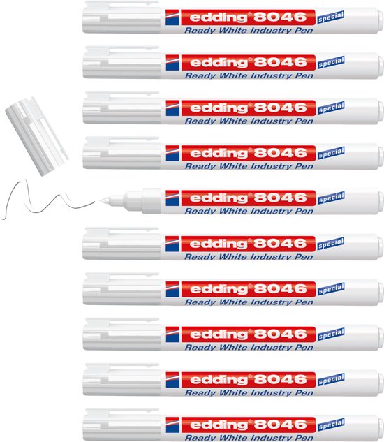 Edding 8046 industrie stift set van 10 - permanent 1-3 mm - Wit