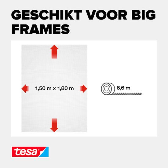 tesa Insect Stop H&L raamhor - klittenband op maat te snijden zonder boren - 150×180 cm - Wit