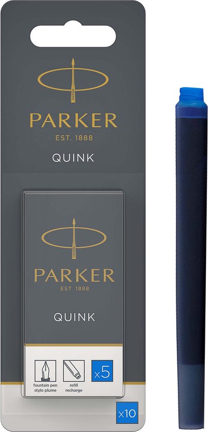 Parker fountain pen ink cartridges - washable blue ink - 5 pieces
