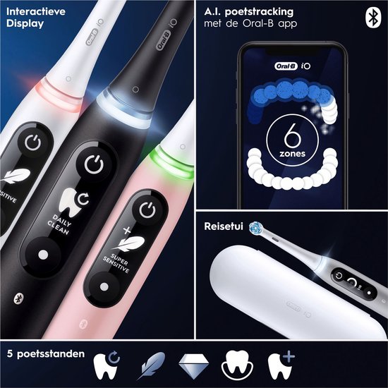 Oral-B iO 6 elektrische tandenborstel - set van 2 - Zwart en roze