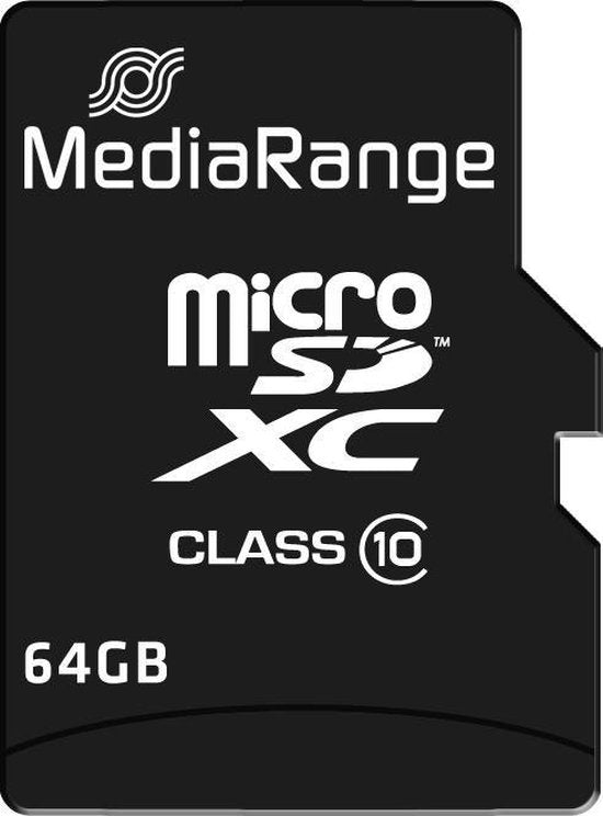 MediaRange microSD kaart - 64 GB - class 10 - inclusief adapter