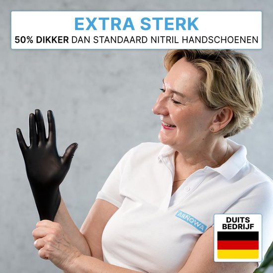 Wegwerphandschoenen - nitril poedervrij extra dik - XL - Zwart - set van 100