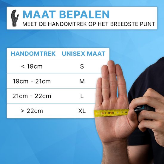 Wegwerphandschoenen - nitril poedervrij extra dik - XL - Zwart - set van 100